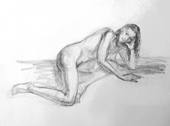Reclining Nude, Graphite/Charcoal
